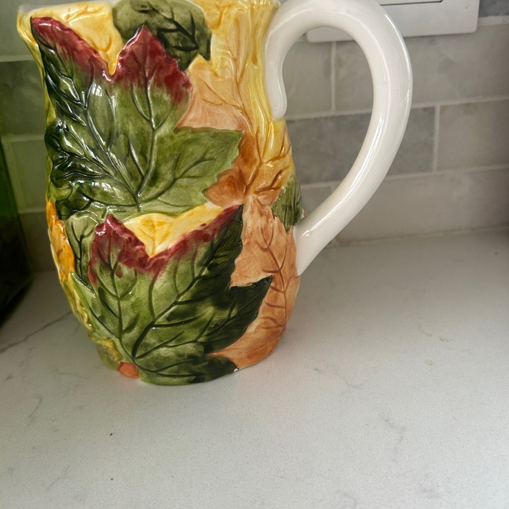 Colorful Leaf Ceramic Pitcher - Picture 3 of 3